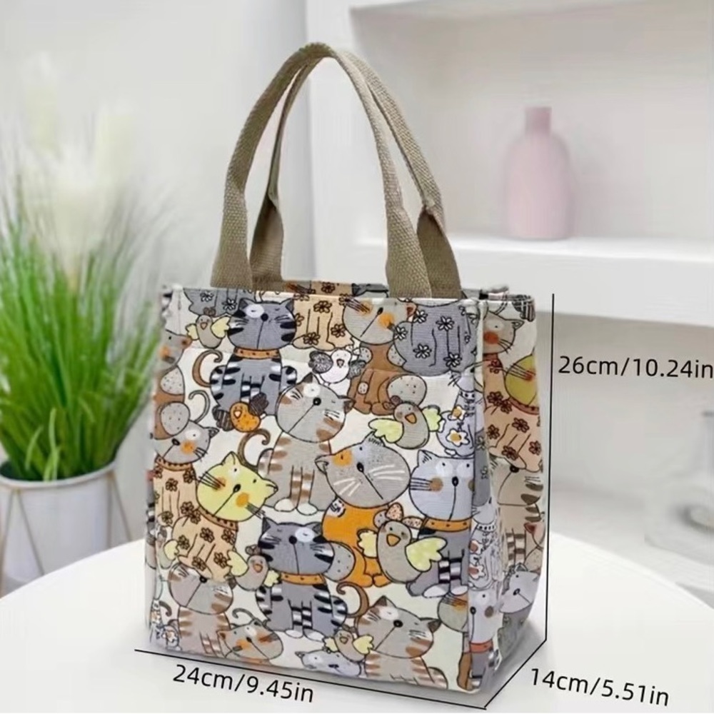 Blue and gray cat pattern tote bag - Picture 4 of 4